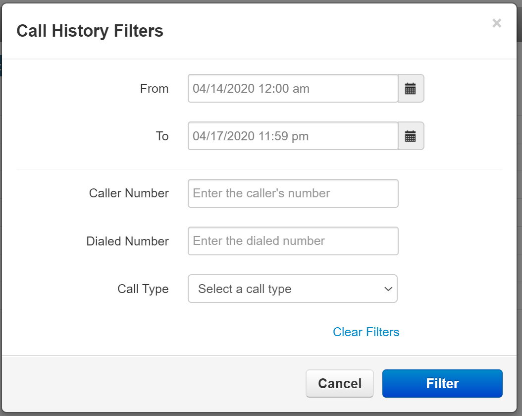 how can i search my call history