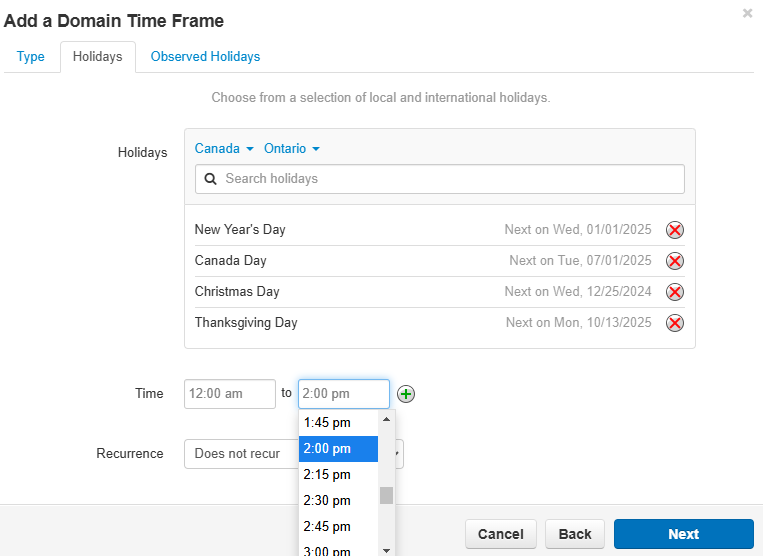 Time Frames and Answering Rules